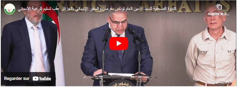 ندوة صحفية للأمين العام لونس ماغرمان والسفير الإسباني بالجزائر عقب استسلام المواطن المختطف